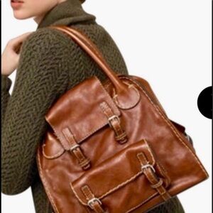 𝅺CHLOE Large Edith Vintage leather Satchel distressed cognac brown w/ stitching
